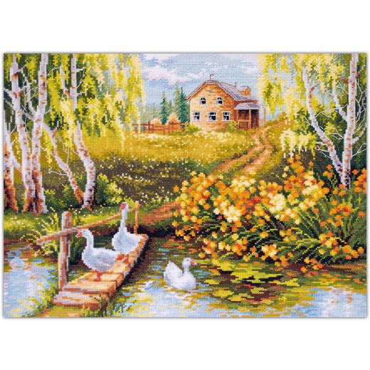Magic Needle - Stickbild Village Pond