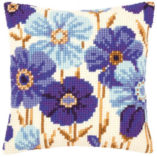Vervaco Verachtert - Kreuzstichkissen Blaue Anemonen