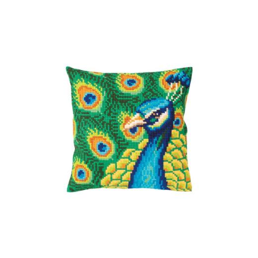 Collection dArt - Kreuzstichkissen Proud peacock