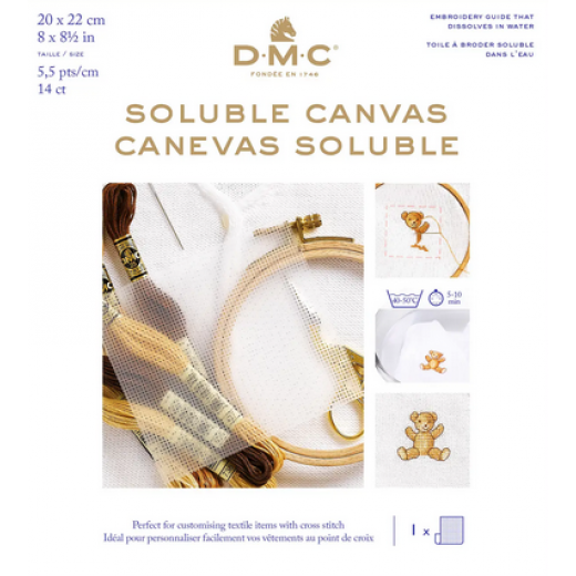 Soluble Canvas - wasserlöslicher Canvas DMC 20x22 cm