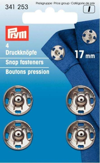 Annäh-Druckknöpfe Ø 17 mm silberfarbig - Prym 341253