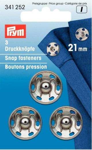 Annäh-Druckknöpfe Ø 21 mm silberfarbig - Prym 341252