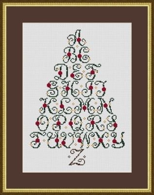 Stickvorlage Happiness Is Heartmade - Christmas Tree Alphabet Holiday Sampler