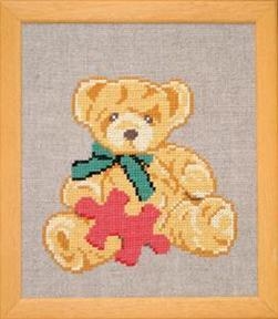 Fremme Stickpackung - Teddybär mit Puzzleteil