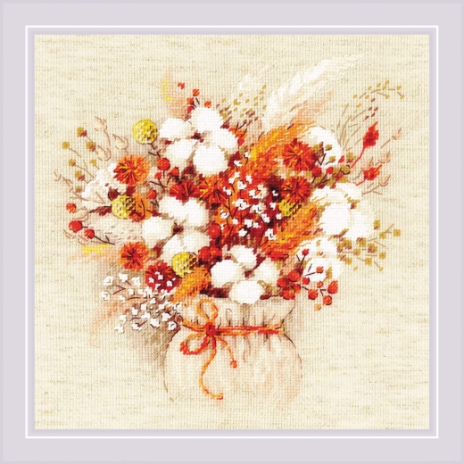 Riolis - Stickbild Bouquet with Lagurus and Cotton