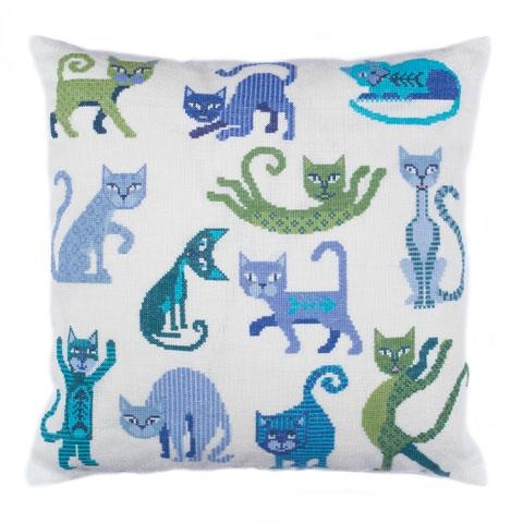 Fremme Stickpackung - Kissen Katzen 40x40 cm