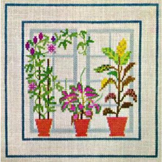 Fenster mit Passionsblume - Haandarbejdets Fremme (Stickpackung)