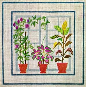 Fremme Stickpackung - Fenster mit Passionsblume 14x14 cm