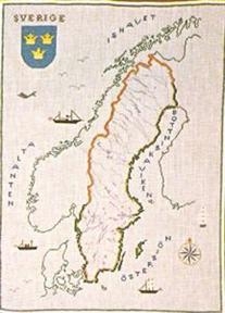 Haandarbejdets Fremme - Landkarte Schweden (Stickpackung)
