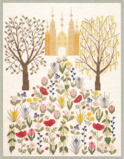 Haandarbejdets Fremme - Schloß mit Blumen