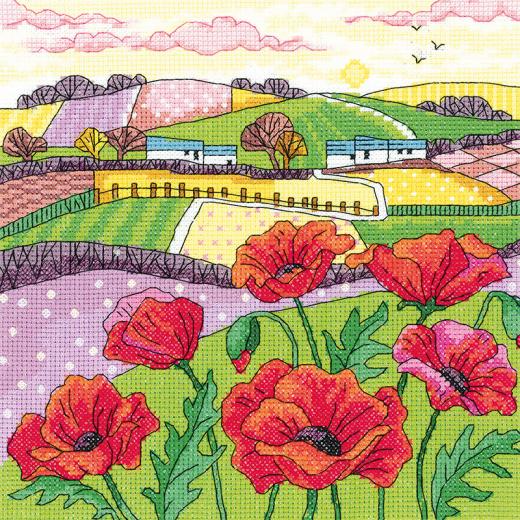 Heritage Crafts Stickpackung - Poppy Landscape