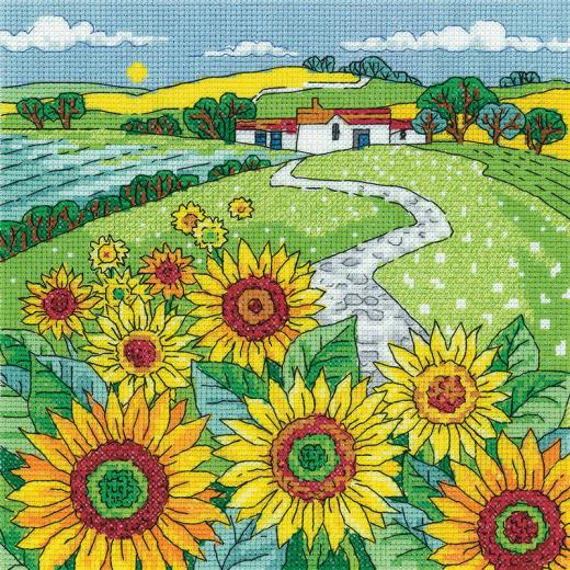 Heritage Crafts Stickpackung - Sunflower Landscape