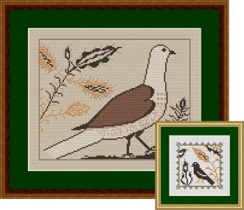 Stickvorlage Happiness Is Heartmade - 19th Century Brown Bird Sampler