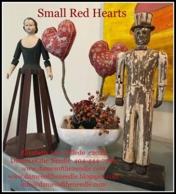 Stickvorlage Dames of the Needle - Small Red Hearts