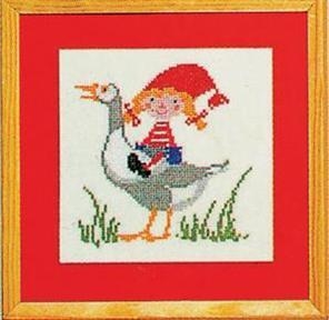 Fremme Stickpackung - Nisse mit Gans 21x21 cm