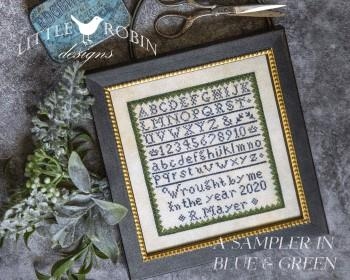 Stickvorlage Little Robin Designs - Sampler In Blue & Green 