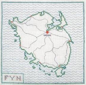 Fremme Stickpackung - Landkarte Fyn 29x29 cm