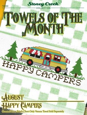 Stickvorlage Stoney Creek Collection - Towels Of The Month August Happy Campers