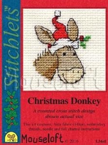 Stickpackung Mouseloft - Christmas Donkey mit Passepartoutkarte