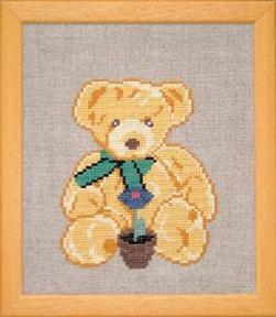 Fremme Stickpackung - Teddybär mit Blume