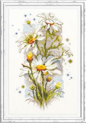 Magic Needle - Stickbild White Daisies