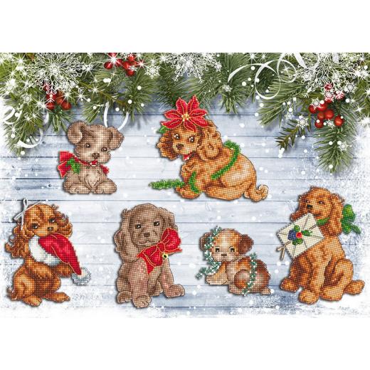 Leti Stitch - Christmas Puppies incl. Embellishments (Stickvorlage)