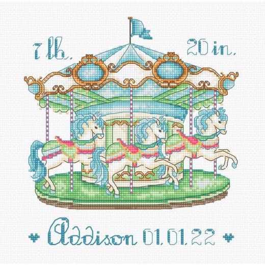 Leti Stitch Stickpackung - Baby Carousel Blue