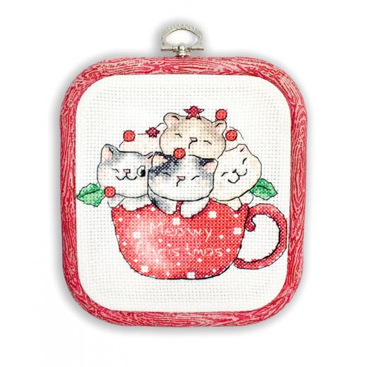 Leti Stitch Stickpackung - Meowy Christmas mit Stickring