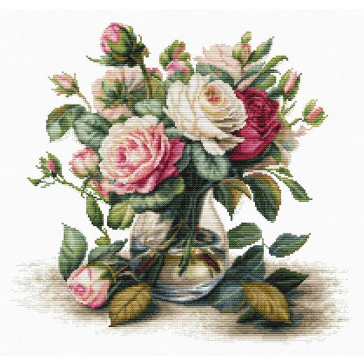 Luca-S Stickpackung - Vase with Roses