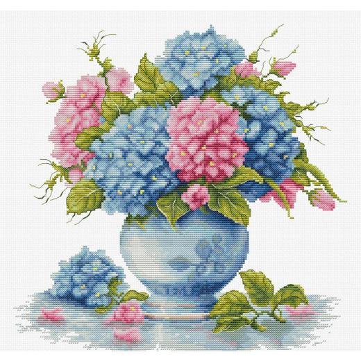 Luca-S Stickpackung - Vase with Hydrangea
