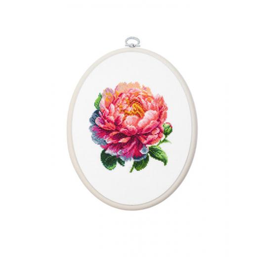 Luca-S Stickpackung - Coral Charm Peony mit Stickring