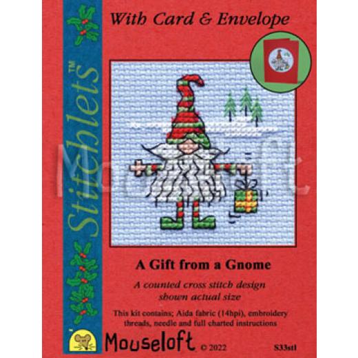 Stickpackung Mouseloft - A Gift from a Gnome mit Passepartoutkarte