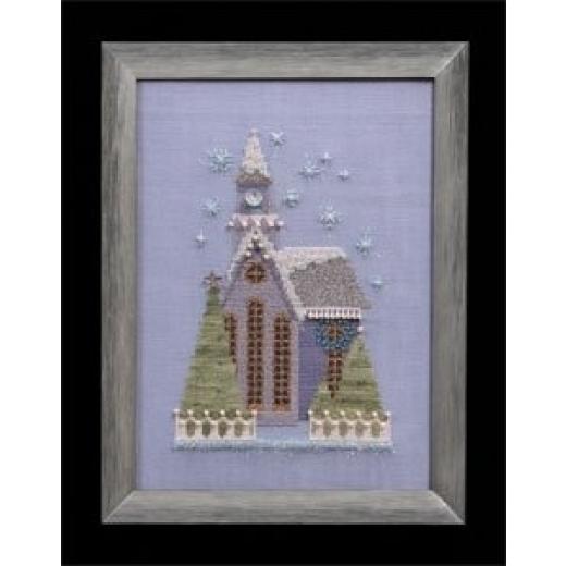 Stickvorlage Nora Corbett - Little Snowy Lavender Church (Snow Globe Village Series)