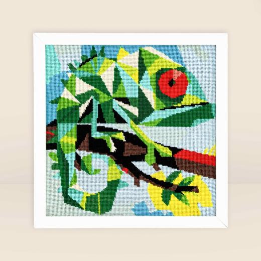 Milpoint - Needlepoint Chameleon on a Branch