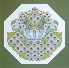 Fremme Stickpackung - Blumenschale grün 44x44 cm
