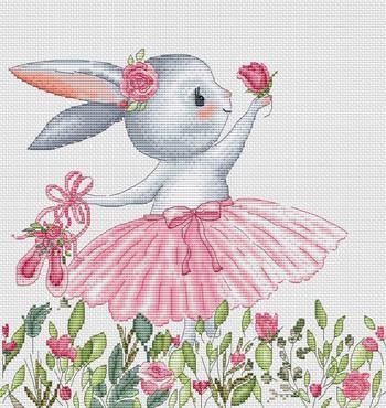 Stickvorlage Les Petites Croix De Lucie - Bunny In Wildflowers