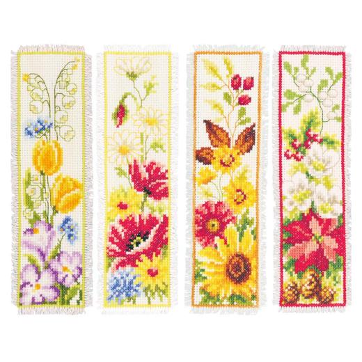 Lesezeichen Vier Jahreszeiten 4er-Set - Vervaco Verachtert (Stickpackung)