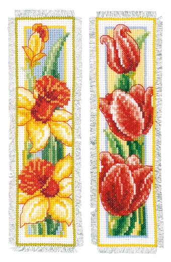 Vervaco Stickpackung - Lesezeichen Blumen 2er-Set
