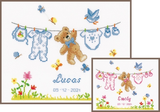 Vervaco Verachtert - Geburtsbild Teddy auf der Wäscheleine