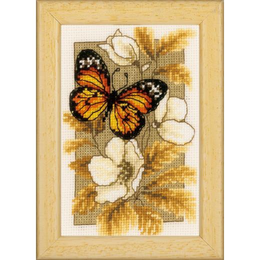 Vervaco Verachtert - Stickbild Schmetterling auf Blumen