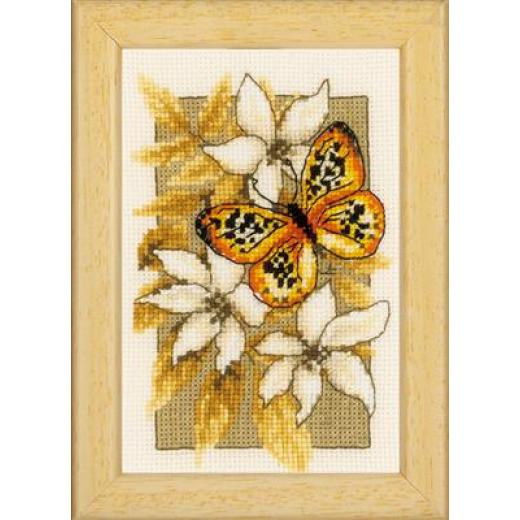 Vervaco Verachtert - Stickbild Schmetterling auf Blumen