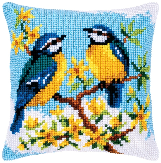 Kreuzstichkissen Verachtert/Vervaco - Blaumeisen 40x40 cm