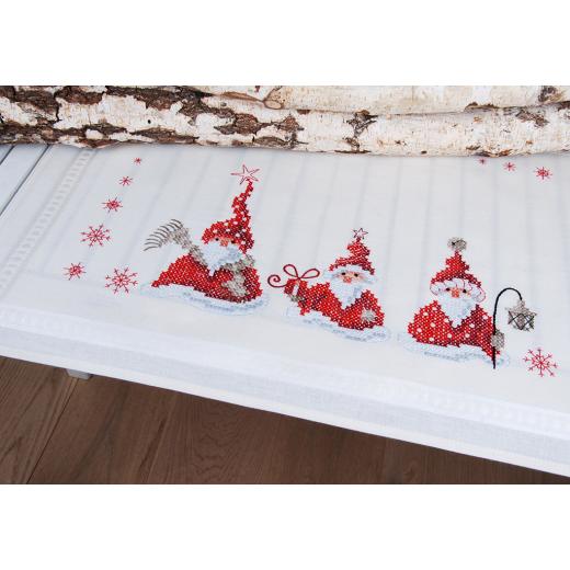 Vervaco Stickpackung - Läufer Weihnachtswichtel bedruckt