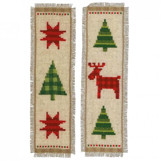Vervaco Verachtert - Lesezeichen Karierte Weihnachtsbäume 2er-Set