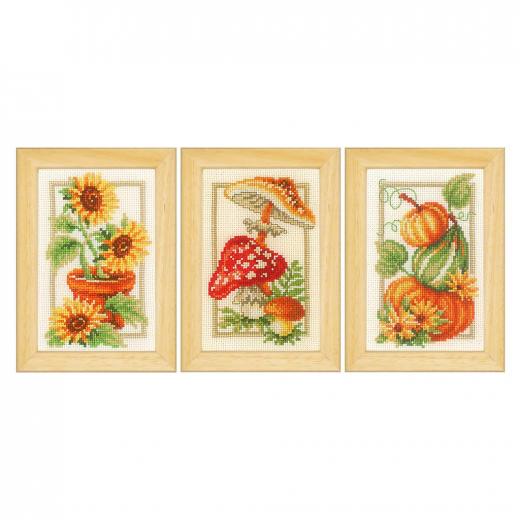 Vervaco Verachtert - Stickbilder Miniaturen Herbst 3er-Set