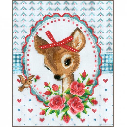 Vervaco Verachtert - Stickbild Bambi mit Rosen