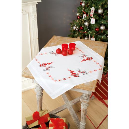 Vervaco Verachtert - Tischdecke Weihnachtswichtel bedruckt