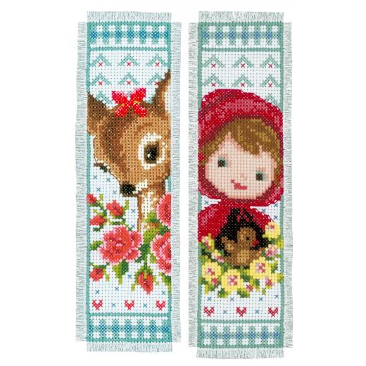 Vervaco Stickpackung - Lesezeichen Bambi & Rotkäppchen 2er-Set