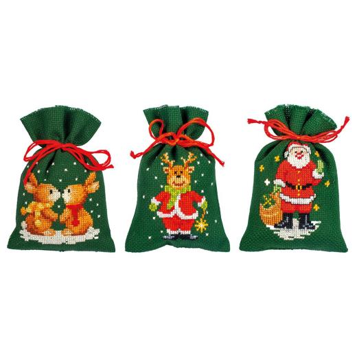 Vervaco Stickpackung - Geschenksäckchen Weihnachten 3er-Set