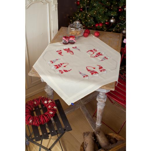 Vervaco Verachtert - Tischdecke Weihnachtswichtel bedruckt